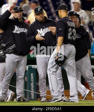 Florida Marlins interim manager Jack McKeon walks from the field in the  baseball game between the Florida Marlins and the Pittsburgh Pirates on  Sunday, Sept. 11, 2011, in Pittsburgh. (AP Photo/Keith Srakocic