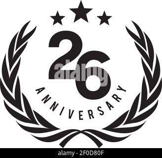 26th year celebrating anniversary logo design template Stock Vector