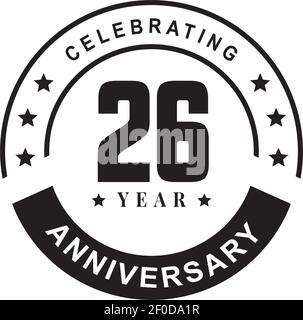 26th year celebrating anniversary logo design template Stock Vector