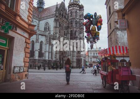 Kosice, Slovakia - September, 2016: St. Elisabeth cathedral is a Slovakia's largest church and one of the easternmost Gothic cathedrals in Europe. The Stock Photo