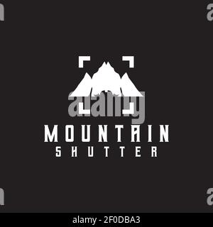 Mountain shutter logo design vector template Stock Vector