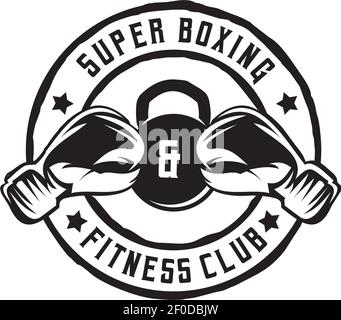 Champion boxing club. Emblem template with boxer gloves. Design element ...