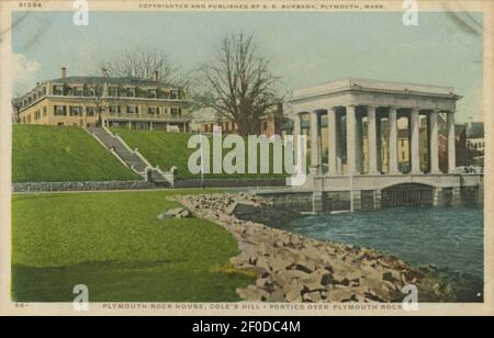 Plymouth Rock House, Cole's Hill, Portico over Plymouth Rock Stock Photo