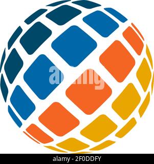 halftone globe 3d logo design inspiration vector template Stock Vector