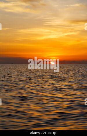 Sunrise boat  and sea in thailand  tao bay Stock Photo