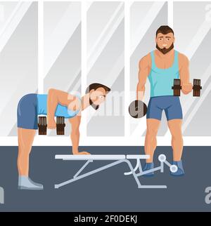 Vector illustration of two colorful dumbbells for weightlifting and ...