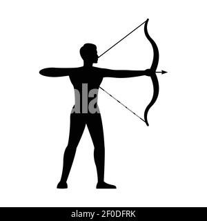 black silhouette design with isolated white background of man shooting arrow,vector illstration Stock Vector
