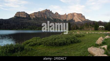 Brooks Lake Campground Pinnacle Buttes Togwotee Pass Wyoming Stock Photo