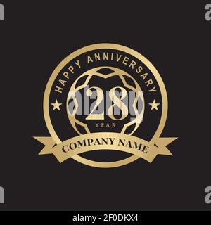 28th anniversary logo design vector template Stock Vector