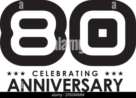 80th year celebrating anniversary emblem logo design vector template Stock Vector
