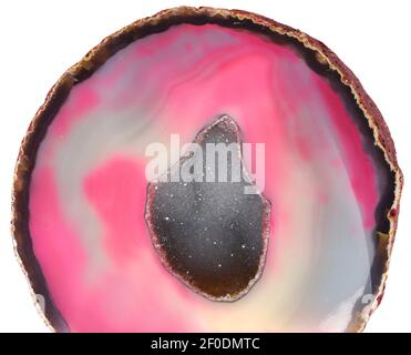 pink agate mineral quartz stone from brazil isolated on white background Stock Photo