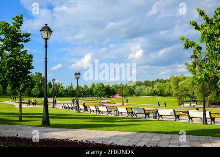 Moscow, Russia - June 08. 2016. General view of park Tsaritsyno in summer Stock Photo