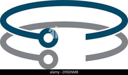 Technology icon logo design with using atoms hub icon logo design vector illustration template Stock Vector