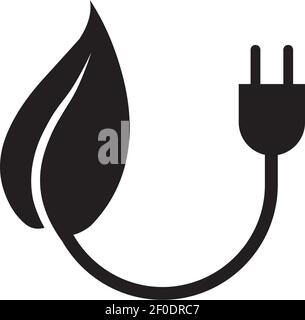 Plant recharge logo design with leaf and battery icon vector template Stock Vector