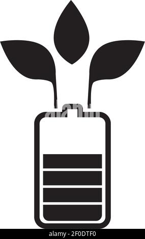 Plant recharge logo design with leaf and battery icon vector template Stock Vector
