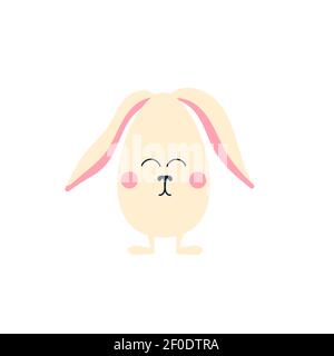 Happy Easter Bunny. A cute rabbit in egg shape with ears. Vector illustration for greeting card, invitation. Stock Vector