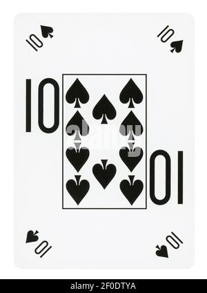 Ten of Spades playing card - isolated on white (clipping path included) Stock Photo