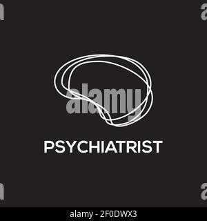 Psyciatrist logo design with using abstract brain icon template Stock Vector