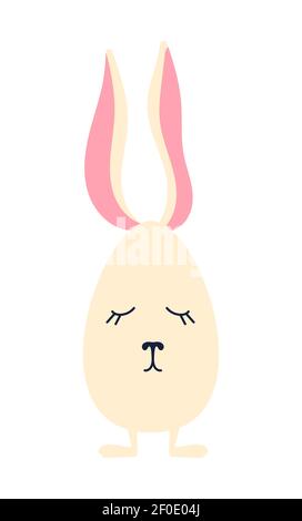 Happy Easter Bunny. A cute rabbit in egg shape with ears. Vector illustration for greeting card, invitation. Stock Vector