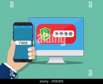 Two step authentication on smartphone Stock Vector