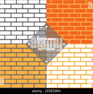 Seamless pattern vector brick wall - background pattern for continuous replicate. Set of various color bricks walls patterns. Stock Vector