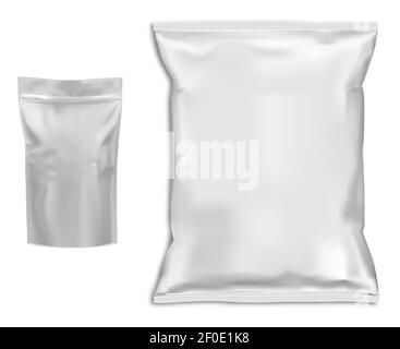 Premium Vector  Plastic packaging. transparent plastic packs, food  containers and vacuum bags. polythene wrap pouch, snack package mockups