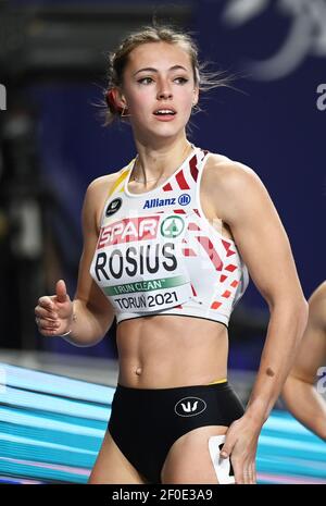 Belgian Rani Rosius reacts after the series of the women's 100m race on