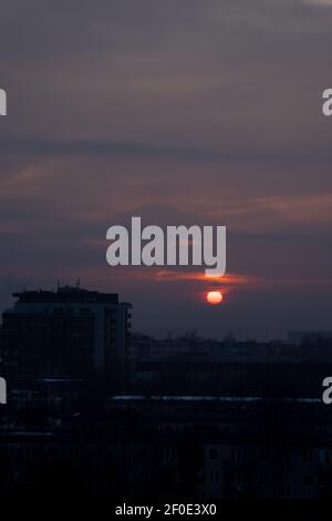 Beautiful dramatic sunset. Colorful dramatic sky with cloud at sunset Stock Photo