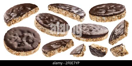 Chocolate rice cakes isolated on white background with clipping path Stock Photo