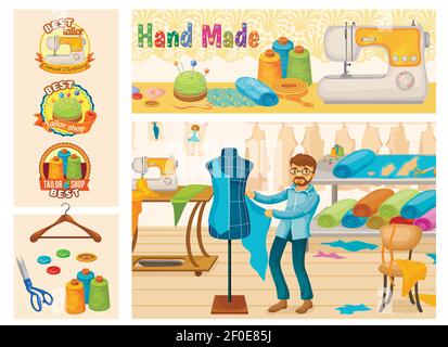 Tools and accessories for tailoring icons set Stock Vector Image & Art ...