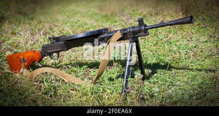 The Soviet light machine gun on green grass Stock Photo