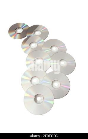 Old CDs isolated on a white background Stock Photo