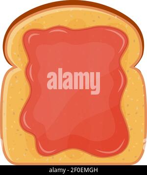 Fried bread, toast with strawberry jam. Stock Vector