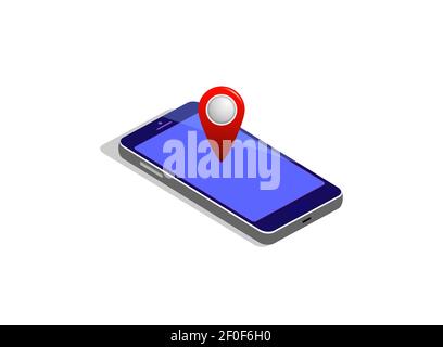 GPS navigation isometric mobile concept. Vector flat illustration. Stock Vector