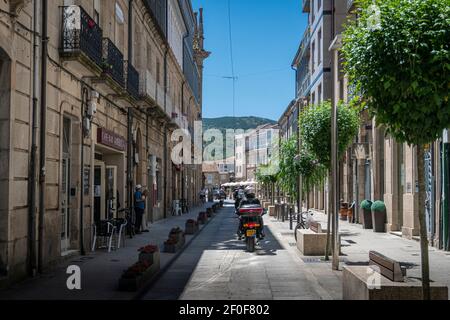 Celanova, Spain, July 2020 - Street view of the town of Celanova, Ourense, Spain Stock Photo