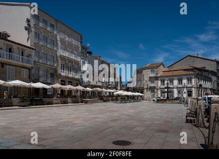 Celanova, Spain, July 2020 - View of the town square in Celanova, Ourense, Spain Stock Photo