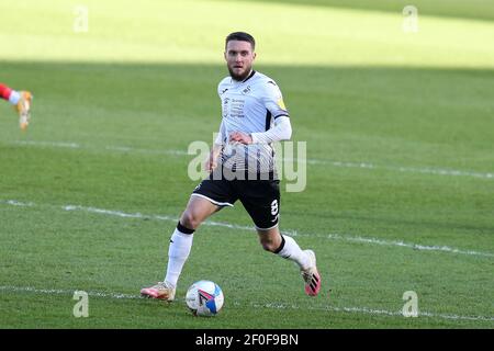 Swansea, UK. 06th Mar, 2021. Matt Grimes of Swansea City in action.EFL Skybet championship match, Swansea city v Middlesbrough at the Liberty Stadium in Swansea on Saturday 6th March 2021. this image may only be used for Editorial purposes. Editorial use only, license required for commercial use. No use in betting, games or a single club/league/player publications. pic by Andrew Orchard/Andrew Orchard sports photography/Alamy Live news Credit: Andrew Orchard sports photography/Alamy Live News Stock Photo