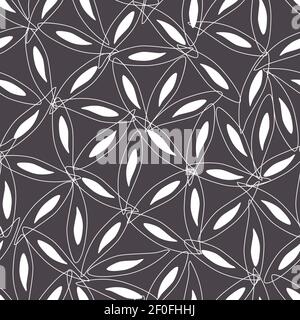 Vector grey monochrome abstract elegant star anise petal connecting triangles seamless repeat pattern. Perfect for fabric, scrapbooking and wallpaper Stock Vector