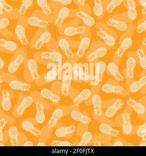 Vector yellow monochrome scattered pineapple seamless repeat pattern. Perfect for fabric, scrapbooking and wallpaper projects. Stock Vector