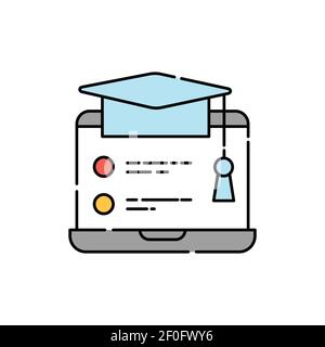 Streaming training color line icon. Pictogram for web page, mobile app, promo. UI UX GUI design element. Editable stroke. Stock Vector