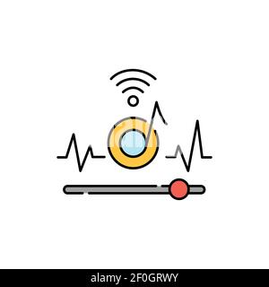 Subscribe music color line icon. Pictogram for web page, mobile app, promo. UI UX GUI design element. Editable stroke. Stock Vector