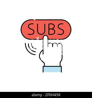 Subscribe button color line icon. Pictogram for web page, mobile app, promo. UI UX GUI design element. Editable stroke. Stock Vector