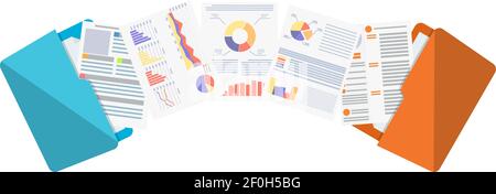 Files transfer. Documents management. Stock Vector