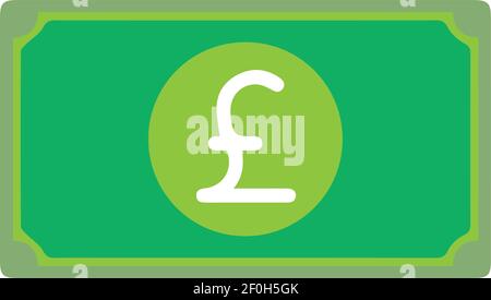 Guernsey Pound currency Sign Green Note icon Vector for mobile apps and Websites Stock Vector
