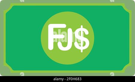 Fiji Dollar currency Sign Green Note icon Vector for mobile apps and Websites Stock Vector