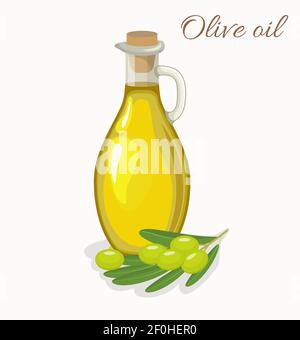 glass bottle jug of olive oil Stock Vector
