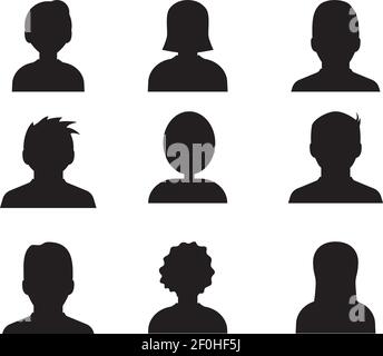 Male and female head silhouettes avatar Stock Vector