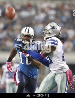 10 October 2010: Dallas Cowboys tight end Jason Witten #82 runs over  Tennessee Titans safety Michael Griffin #33 enroute to the endzone during  the Tennessee Titans 34-27 victory over the Dallas Cowboys