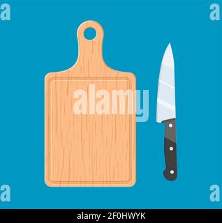 The cutting board and knife icon. Stock Vector