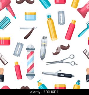Pattern with hair dressing and beauty salon isolated professional tool colorful symbols and cartoon style accessories vector illustration Stock Vector
